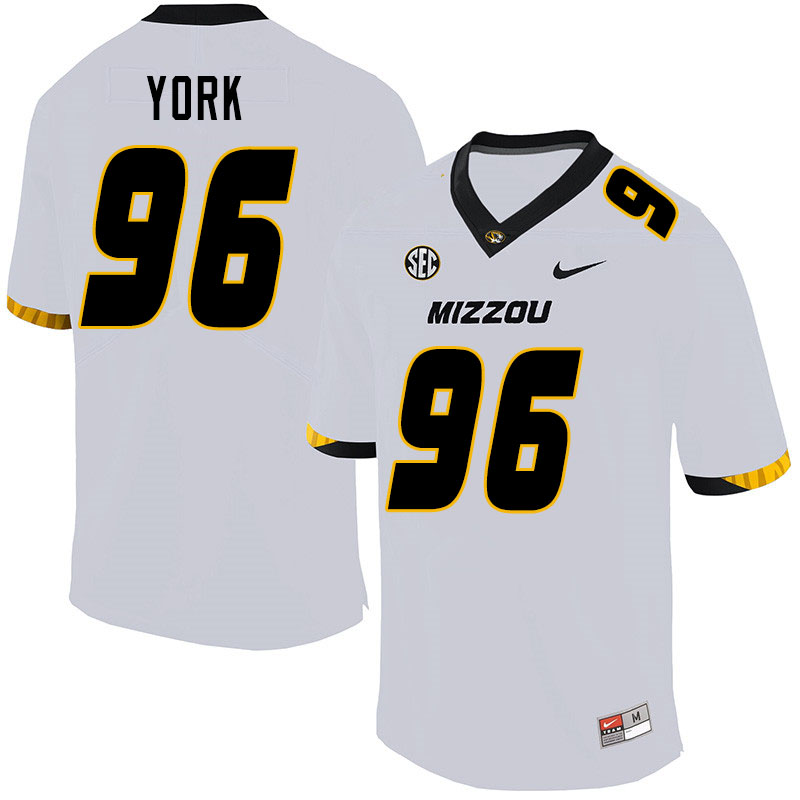 Men #96 Cannon York Missouri Tigers College Football Jerseys Sale-White